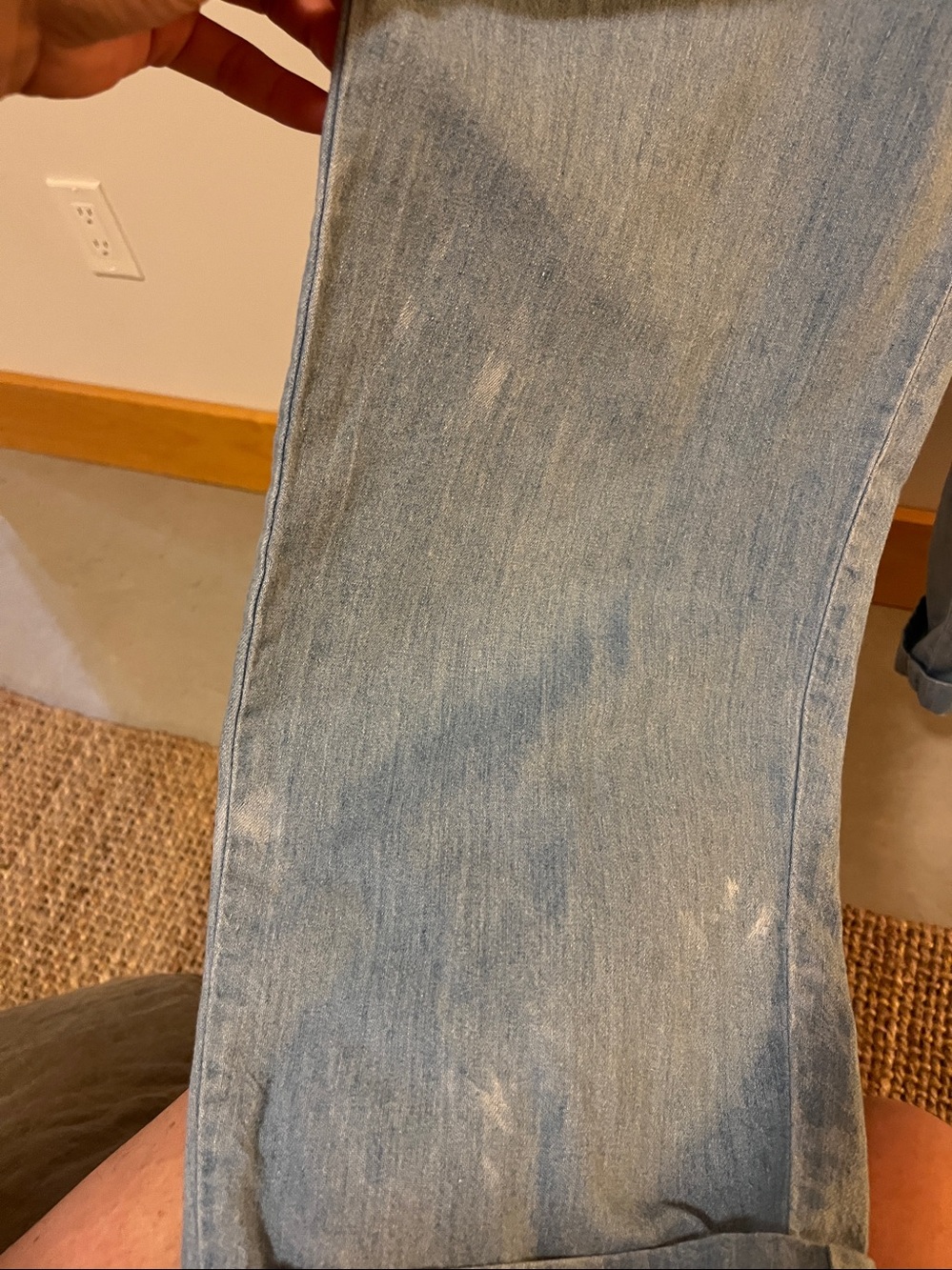 Vintage Light Blue Denim Jumpsuit with Striped Pocket Accents - Picture 5 of 7